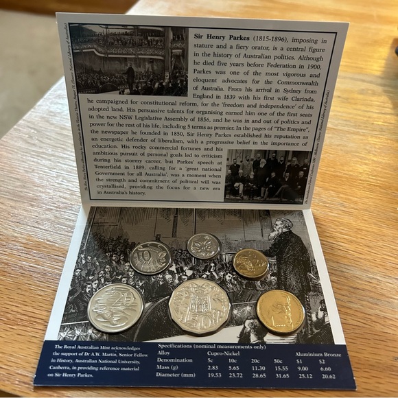 Royal Australian Mint 1996 - Uncirculated Coin Set - Sir Henry Parkes - Picture 8 of 11